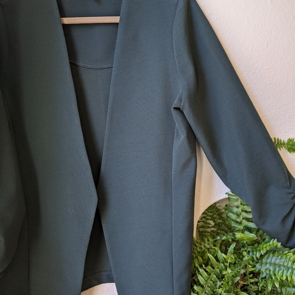 Smooth Green-Gray Collarless Blazer